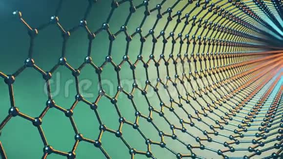 石墨烯原子纳米结构可循环动画蜂窝状的纳米管概念纳米技术与科学4K视频的预览图