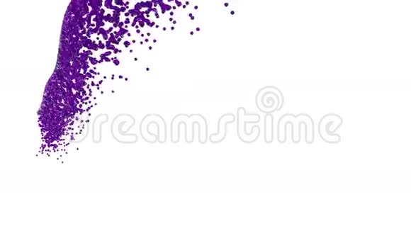 液体如紫罗兰汁落在白色表面或屏幕上用于背景或覆盖包括阿尔法通道视频的预览图