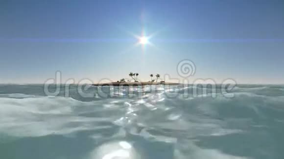 小荒岛有棕榈树的镜头视频的预览图