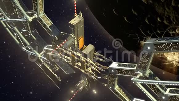 围绕行星旋转蜂窝结构的空间动画视频的预览图