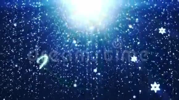 圣诞快乐节日背景是蓝色的雪花视频的预览图