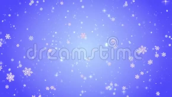 飞舞的装饰雪花冬天圣诞节新年蓝色的艺术背景3D动动画视频的预览图