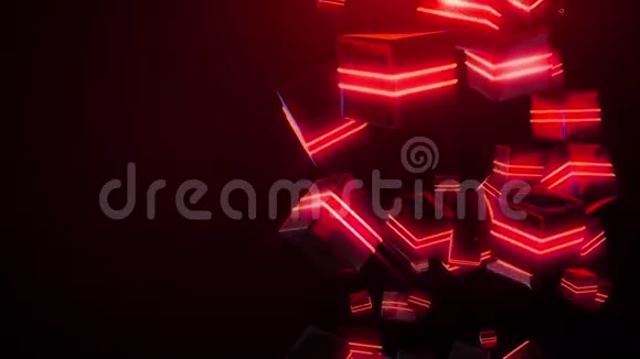 抽象红色霓虹灯方块视频的预览图