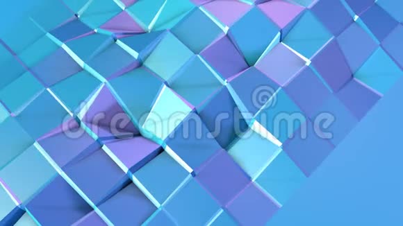 抽象简单的蓝紫低聚三维表面作为幻想背景软几何低聚运动背景视频的预览图