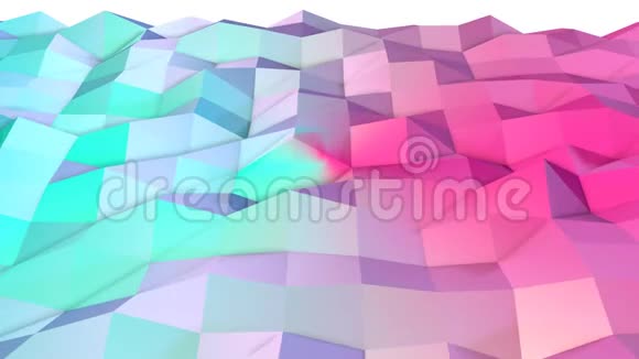 抽象简单的蓝色粉红色低聚三维表面作为可爱的背景软几何低聚运动背景视频的预览图