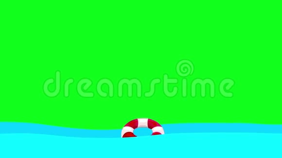 绿屏上漂浮在海上的救生圈视频的预览图
