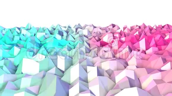 抽象简单的蓝色粉红色低聚三维表面作为独特的背景软几何低聚运动背景视频的预览图