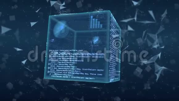 高科技蓝色数字立方体背景视频的预览图
