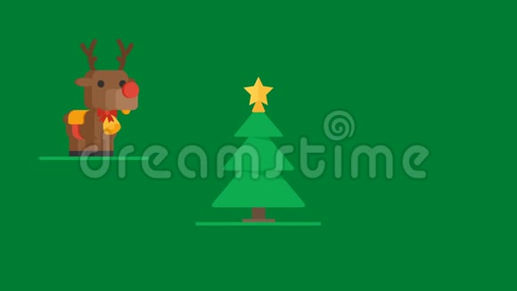 概念圣诞树人物圣诞老人驯鹿和雪人视频的预览图