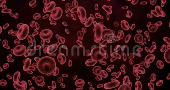 黑色背景下数字生成的病毒细胞和红细胞视频的预览图