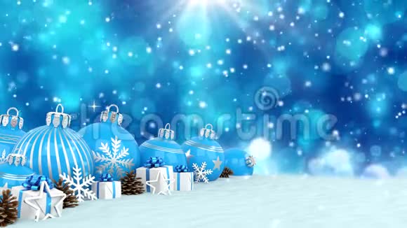 三维动画蓝色圣诞包在博克背景视频的预览图