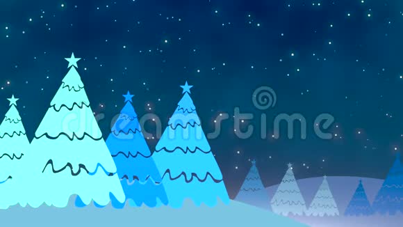 圣诞树和白色雪花星星落下新年快乐圣诞快乐背景闪亮视频的预览图