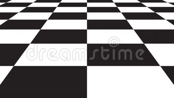 动无缝背景棋盘图案中透视黑白几何设计视频的预览图