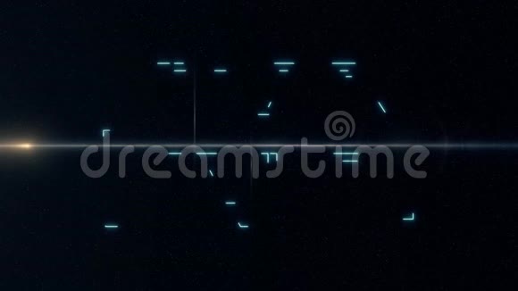 蓝色激光霓虹灯明星SALY文字在黑色背景上出现闪亮的光学耀斑动画新质量复古视频的预览图
