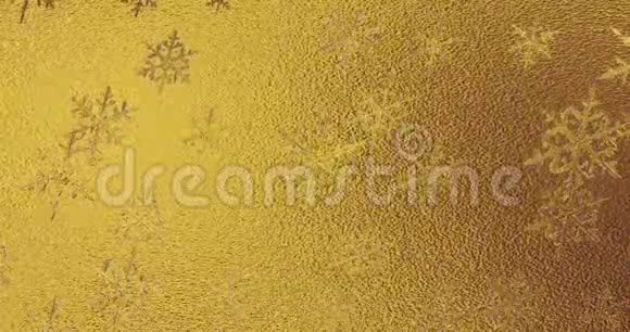 金色雪花在金色背景上三维渲染无缝环视频的预览图
