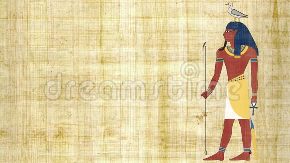 埃及地球之神格布在纸莎草背景下视频的预览图