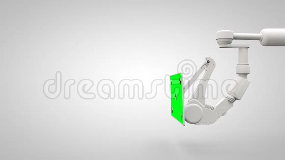 白色机械臂保持和移动绿色屏幕视频的预览图