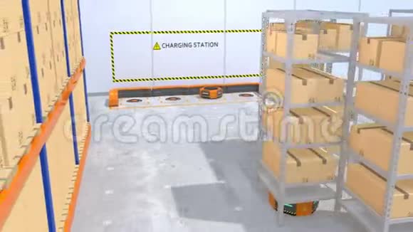 仓库机器人和运载货物的无人机视频的预览图