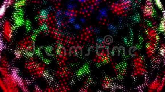 随机脉冲中的发光粒子三维渲染抽象背景动画运动图形黑色上有复制空间视频的预览图