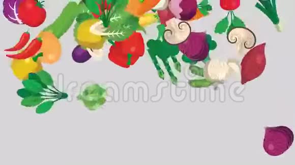 卡通蔬菜落在阿尔法频道视频的预览图