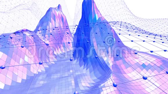 蓝色低聚波面作为未来环境蓝色多边形的几何摇摆环境或脉动视频的预览图