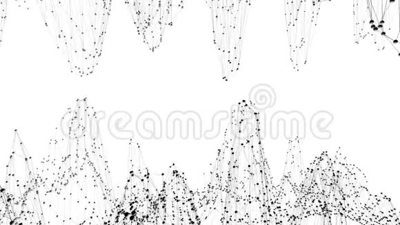 抽象简单的黑白挥动三维网格或网格作为元素运动图形灰色几何振动环境视频的预览图