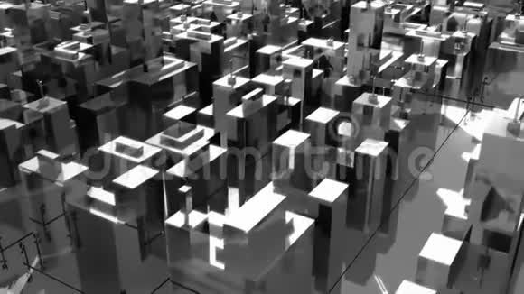 摄像机穿过抽象的超现实城市可循环使用视频的预览图