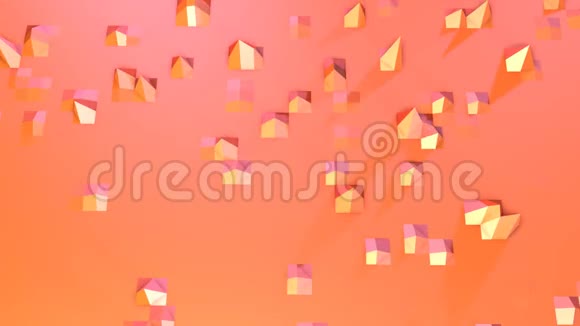 简单的低聚三维表面作为控制磁场软几何低聚运动背景移动纯粉色橙色视频的预览图