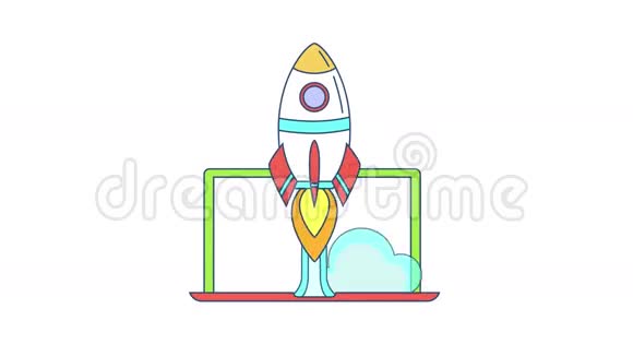 动画平面业务和创业投资平面设计创意业务金融标志和符号图标与火箭视频的预览图