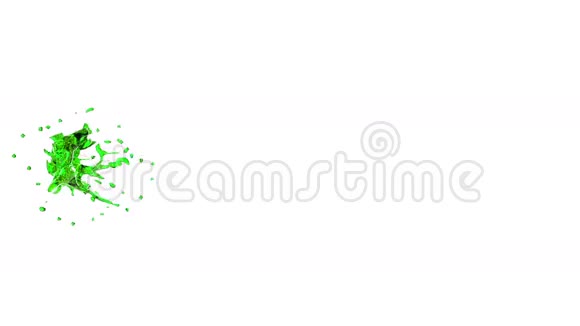 透明的绿色油漆在清晰的白色背景上形成一个圆圈阿尔法哑光全高清CG3D渲染2视频的预览图