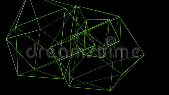 抽象清洁绿色挥动三维网格或网格作为复杂性背景绿色几何振动环境或脉动视频的预览图