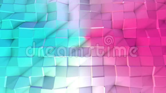 摘要简单的蓝色粉红色低聚三维表面作为原子结构移动的软几何低聚运动背景视频的预览图