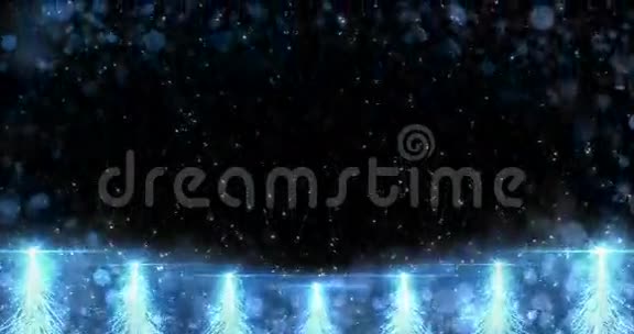 动画蓝色圣诞枞树星背景无缝环路4k分辨率视频的预览图