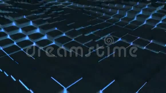 蓝色照明的积木在波浪状的图案中移动视频的预览图