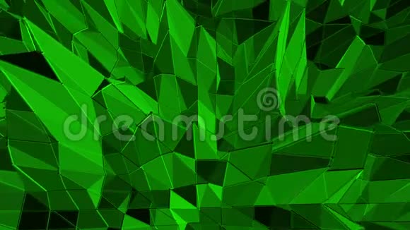 深绿色低聚波动表面作为未来浮雕深绿色多边形几何振动环境或视频的预览图