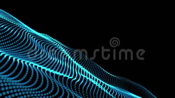 波3D粒子的波动未来的点波视频的预览图
