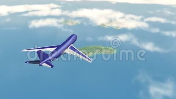 飞机飞越岛屿视频的预览图