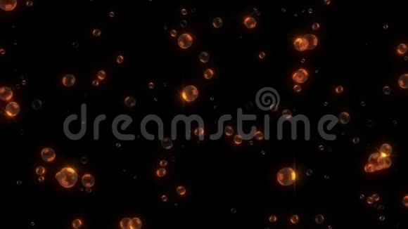 橙色发光空气肥皂泡运动图形背景视频的预览图