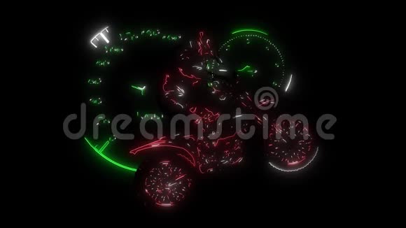 莫托科罗斯骑手骑摩托科罗斯自行车激光动画视频的预览图