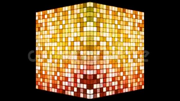 广播高科技旋转立方体橙色公司阿尔法马特循环4K视频的预览图