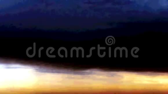 复古电子游戏8位艺术风格的云彩在夕阳视频的预览图
