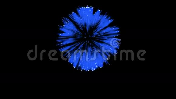 色彩斑斓的单根烟火在夜晚壮观的单一烟花3D渲染蓝色版本46视频的预览图
