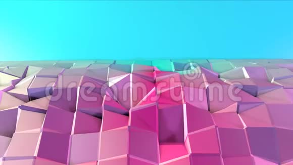 摘要简单的蓝色粉红色低聚三维表面作为原子结构移动的软几何低聚运动背景视频的预览图