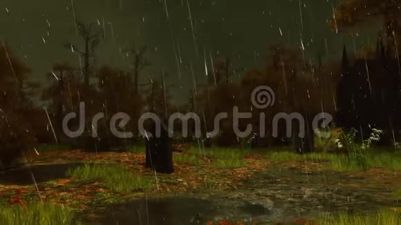 旧幽灵墓地雨夜4K视频的预览图