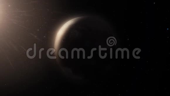 美丽的星球在夜空的背景上旋转在深空有星云的行星地球自转深度视频的预览图