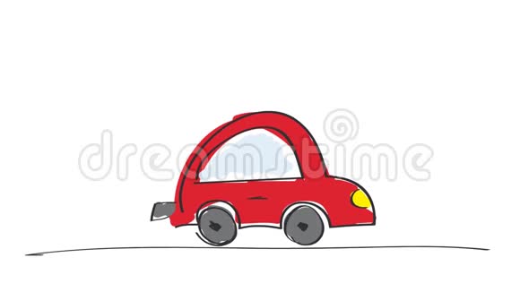 红色汽车动画动画手绘卡通插图能够循环视频的预览图