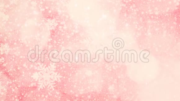 粉色圣诞无缝环背景雪花视频的预览图