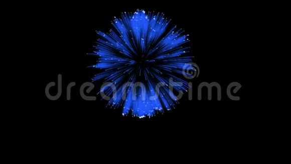 色彩斑斓的单根烟火在夜晚壮观的单一烟花3D渲染蓝色版本30视频的预览图