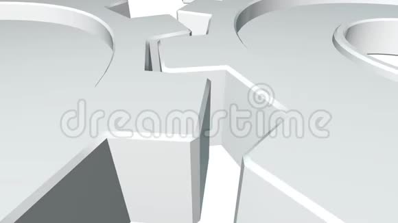 白色的两个齿轮3D动画白色背景阿尔法频道关门视频的预览图