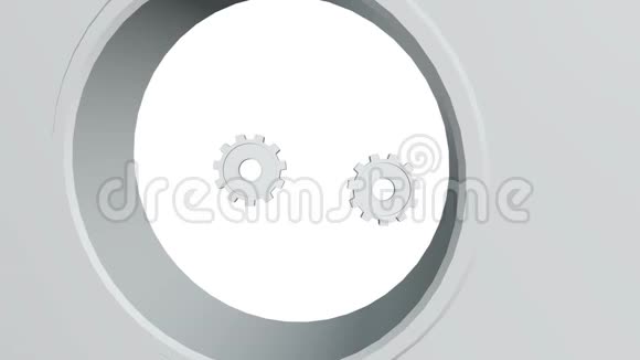 三个白色齿轮旋转一个白色背景阿尔法通道视频的预览图